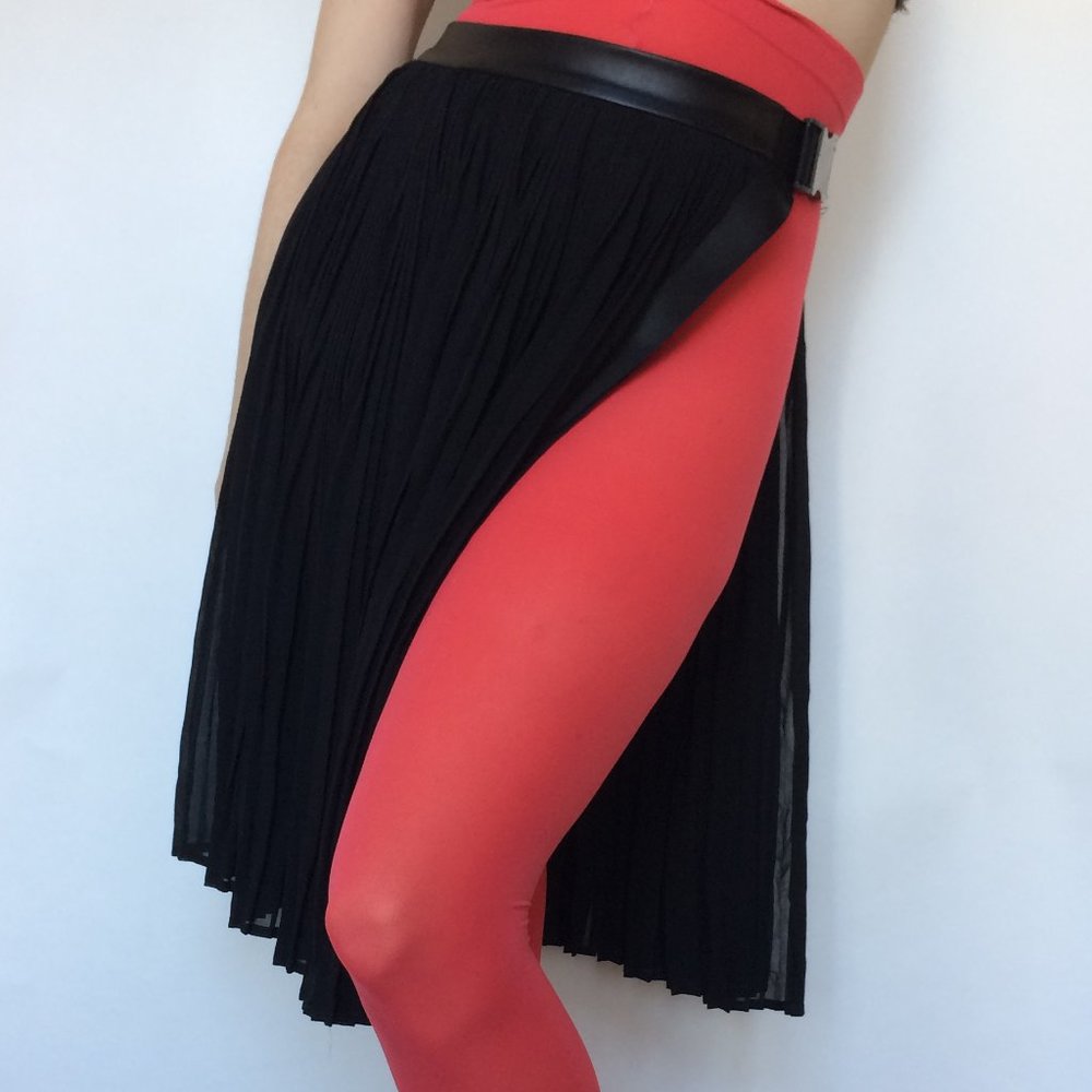 Marigold Shadows Wrap Buckle Chiffon Half Skirt